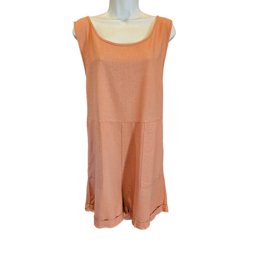 Zenana orange jumper shorts with pockets linen blend tank romper EUC 1X summer